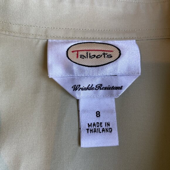 Vintage Talbots Wrinkle Resistant Button Down Blouse Size 8 Sage Green Luxury - Picture 10 of 12